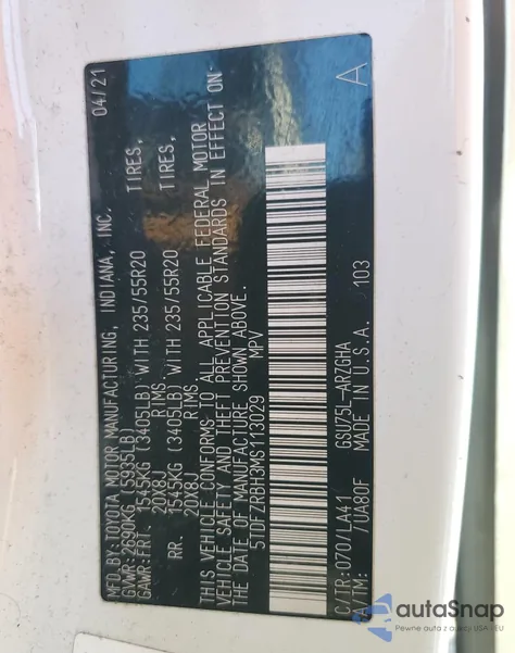 2021 Toyota Highlander Platinum from USA, damaged, VIN 5TDFZRBH3MS113029